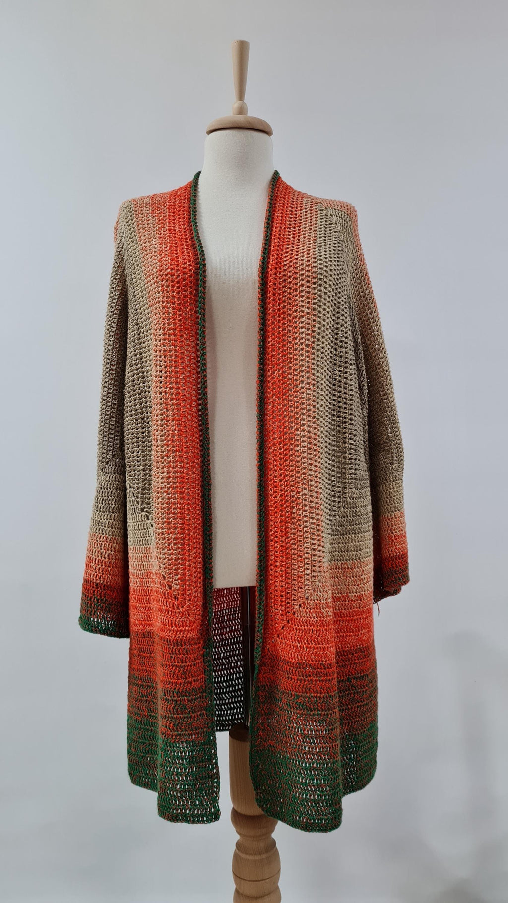 Organic Crochet Kimono Cardigan: Women's Open Front Vest