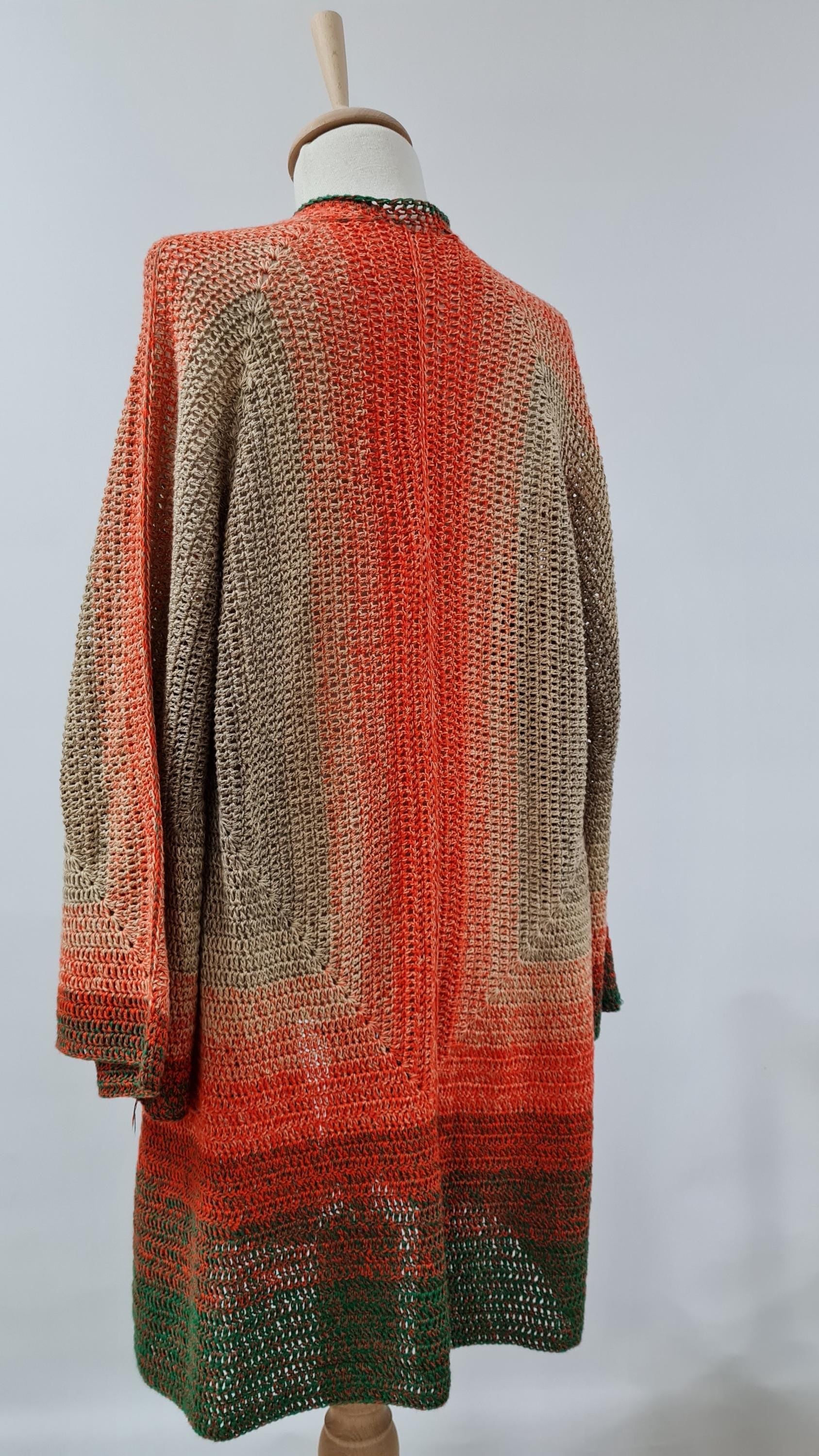 Organic Crochet Kimono Cardigan: Women's Open Front Vest