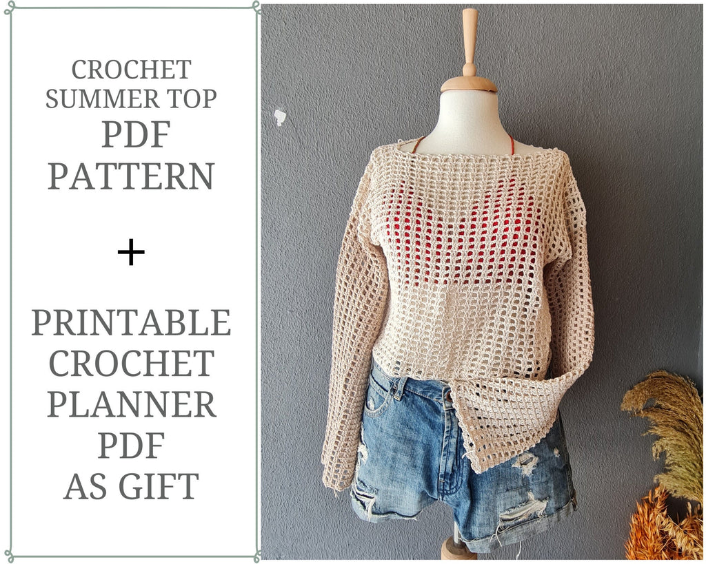 Crochet Mesh Top Pattern, Beginner Summer Sweater (PDF Pattern)