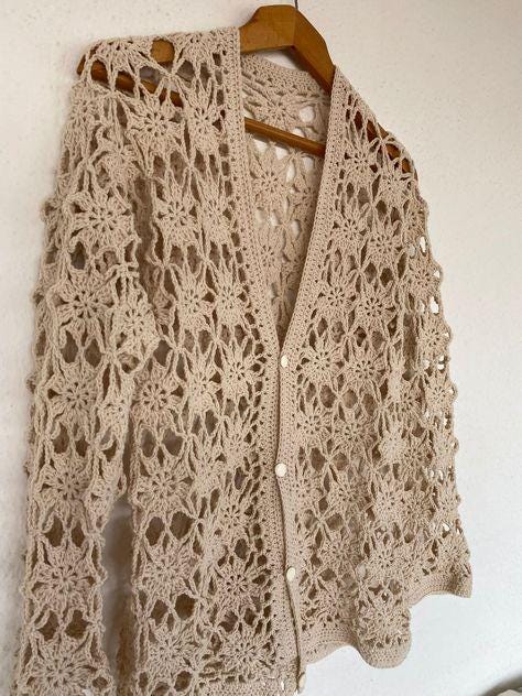 Crochet Flower Cardigan Pattern (PDF): Modern Granny Square Top