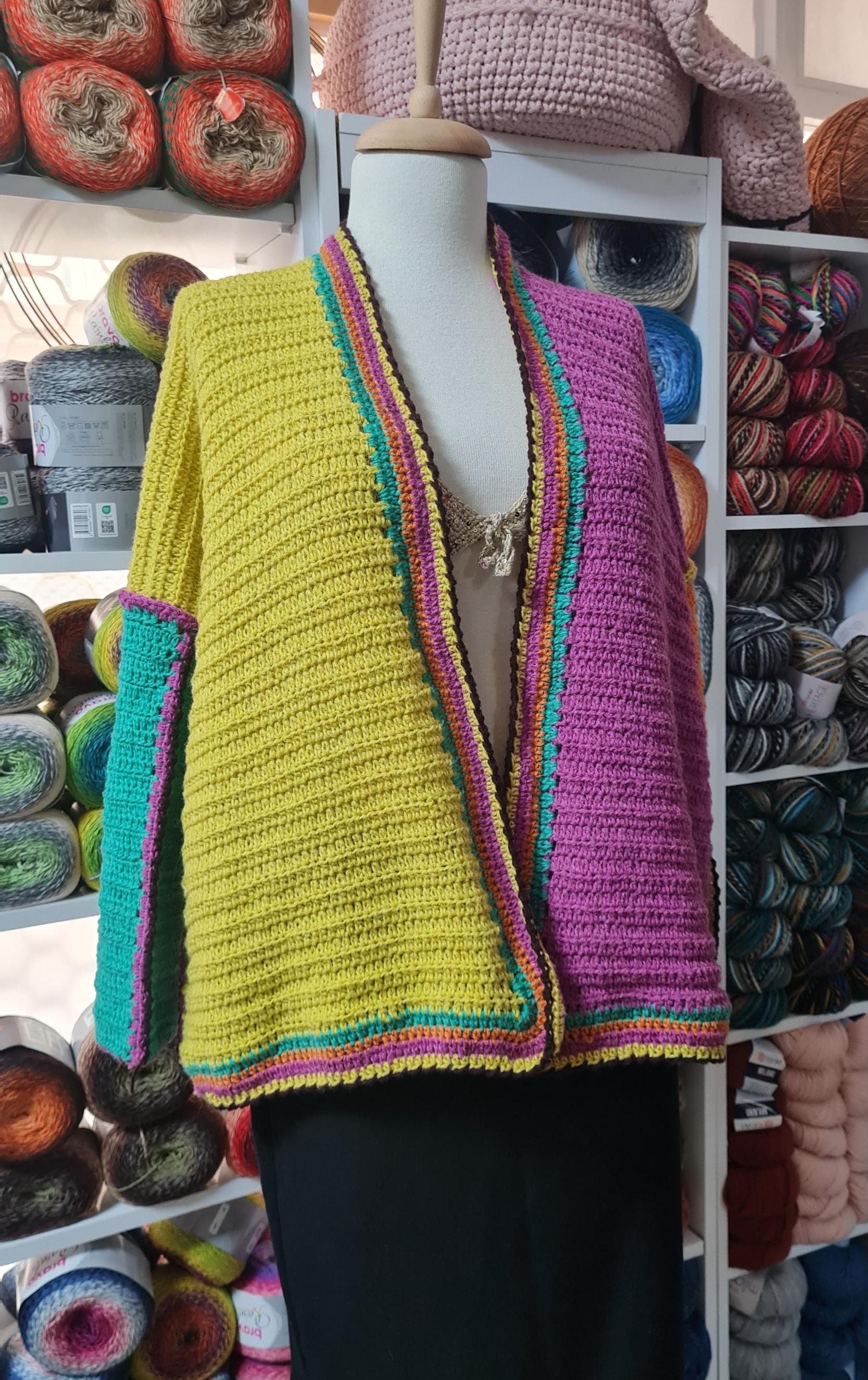 Crochet Boho Cardigan: Multicolor Kimono Sweater, Festival Fashion