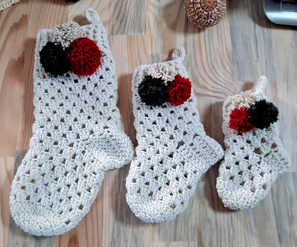 Christmas Crochet Stocking Pattern,  Easy Holiday Decor (PDF Download), Festive Stocking, 3 size, Granny Motif
