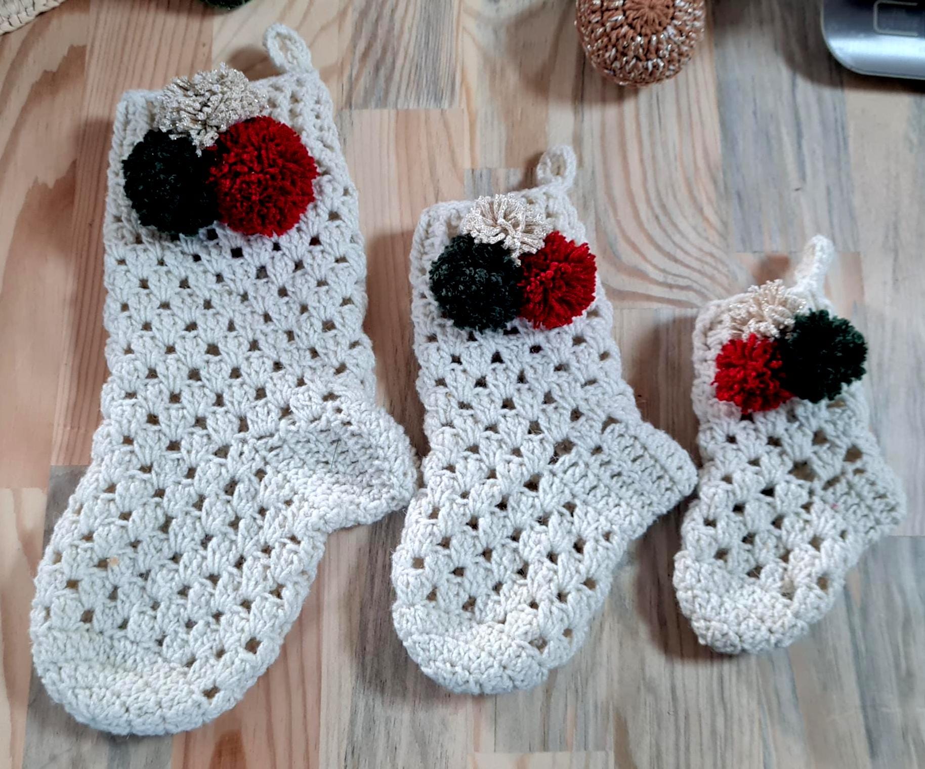 Christmas Crochet Stocking Pattern,  Easy Holiday Decor (PDF Download), Festive Stocking, 3 size, Granny Motif