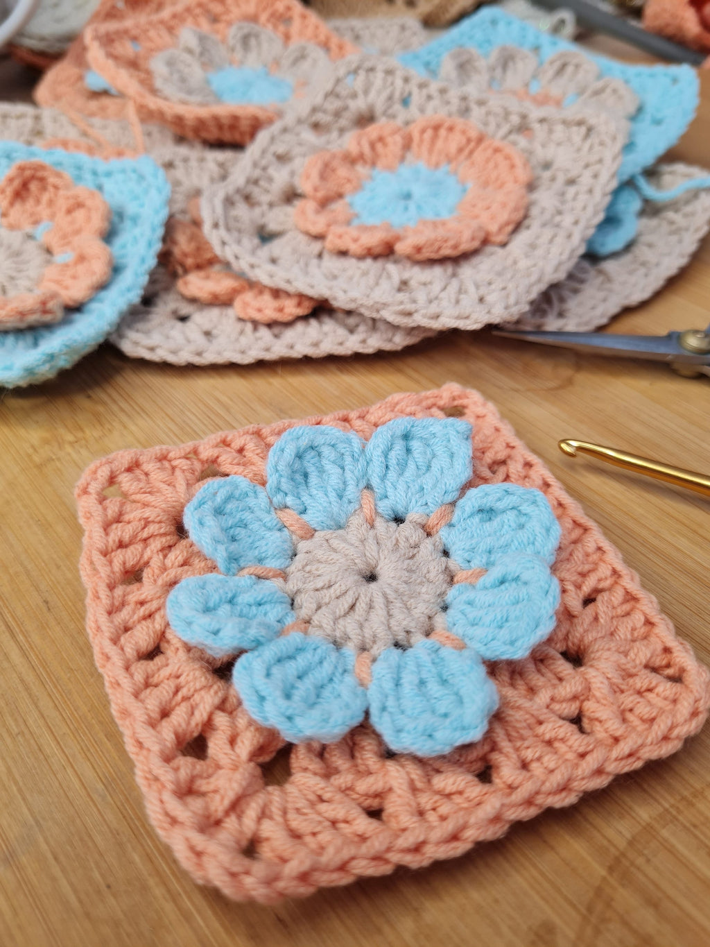 3D Flower Crochet Square Pattern: Motif for Blanket, Shawl (Digital Download)