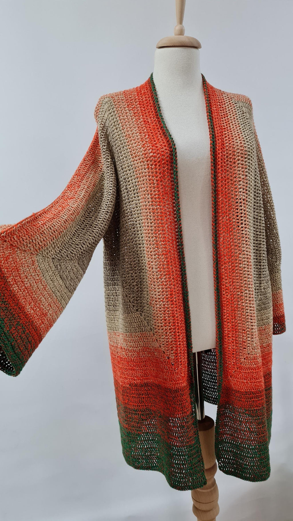 Organic Crochet Kimono Cardigan: Women's Open Front Vest