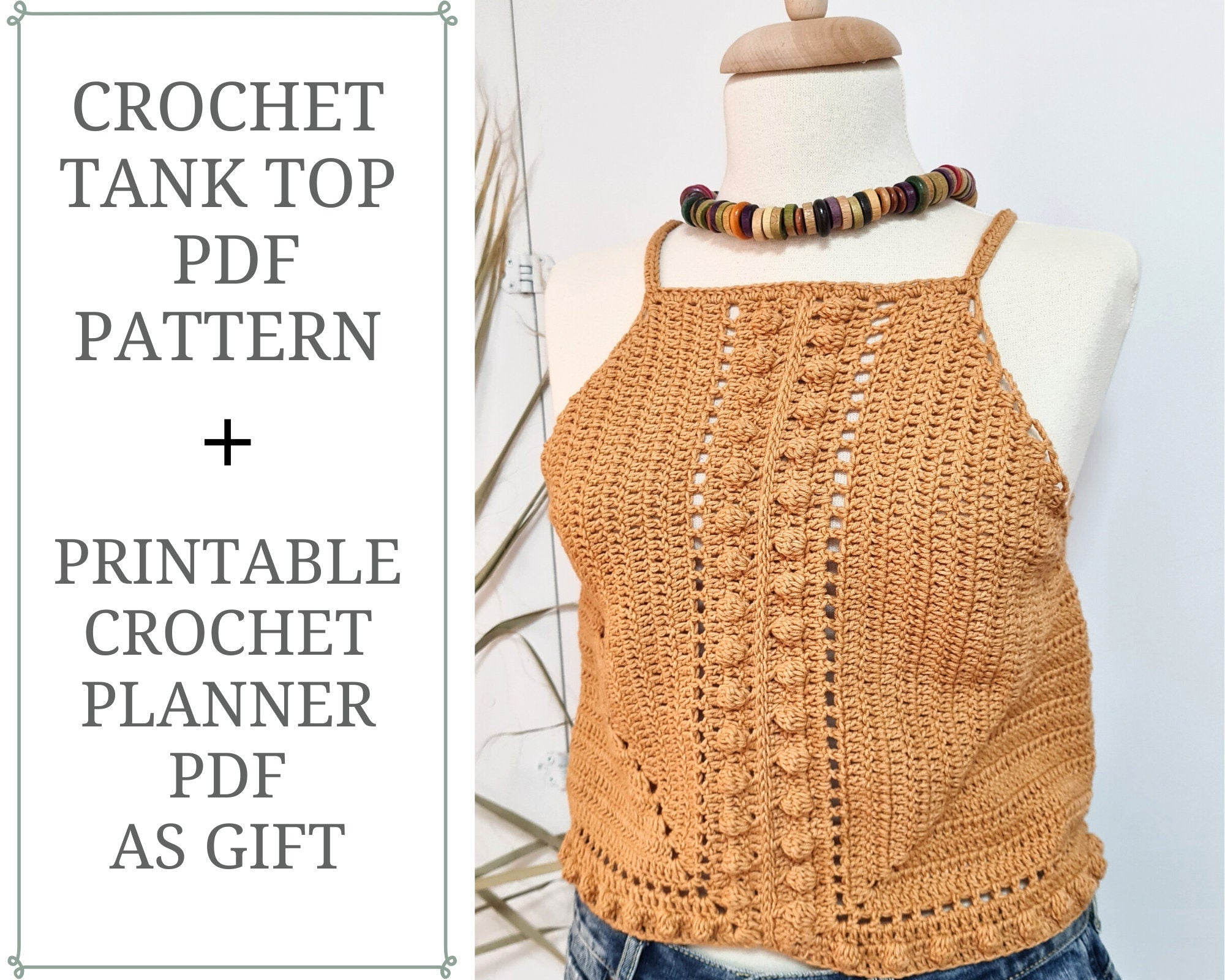 Crochet Halter Top Pattern, Boho Summer Crop Top (PDF Pattern)