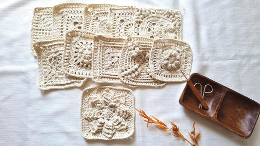 Crochet Square Motif Pattern: 11 Unique Granny Squares (PDF Download)