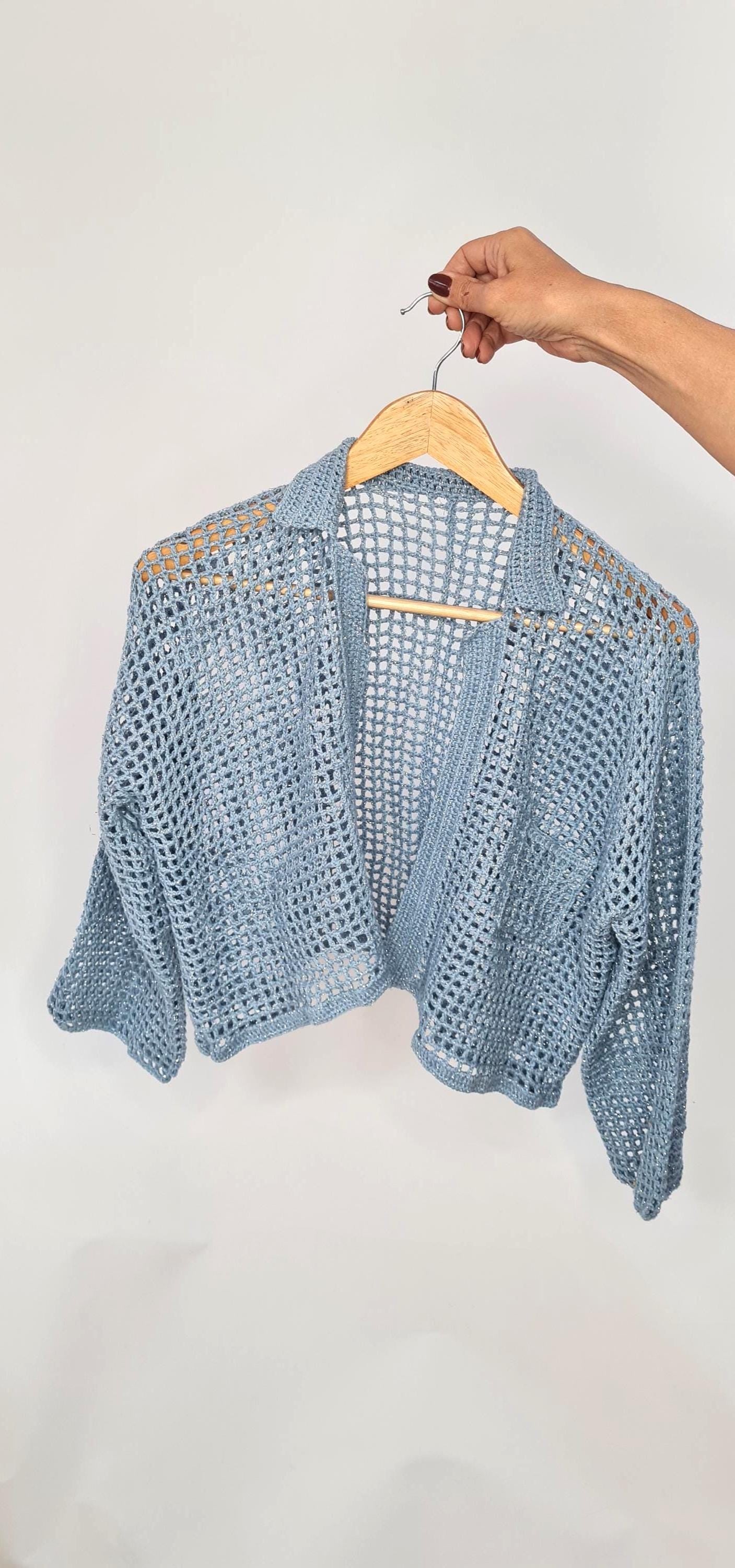 Crochet Mesh Shirt Pattern, Unisex Jacket, Planner Gift (Digital Download)