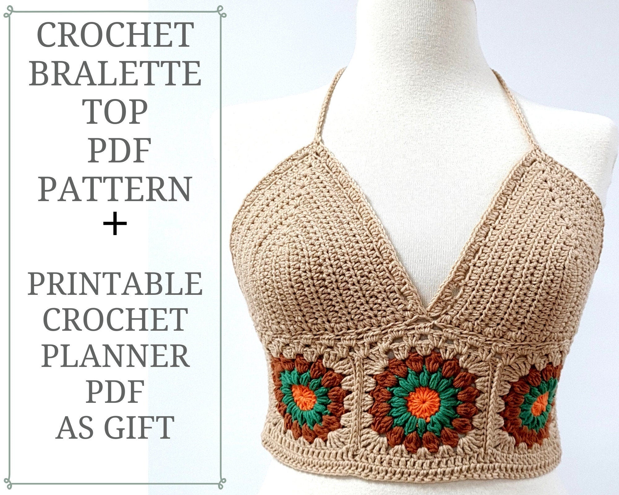 Crochet Bralette Pattern, Easy Flower Top, Boho Beach Design (PDF Pattern)