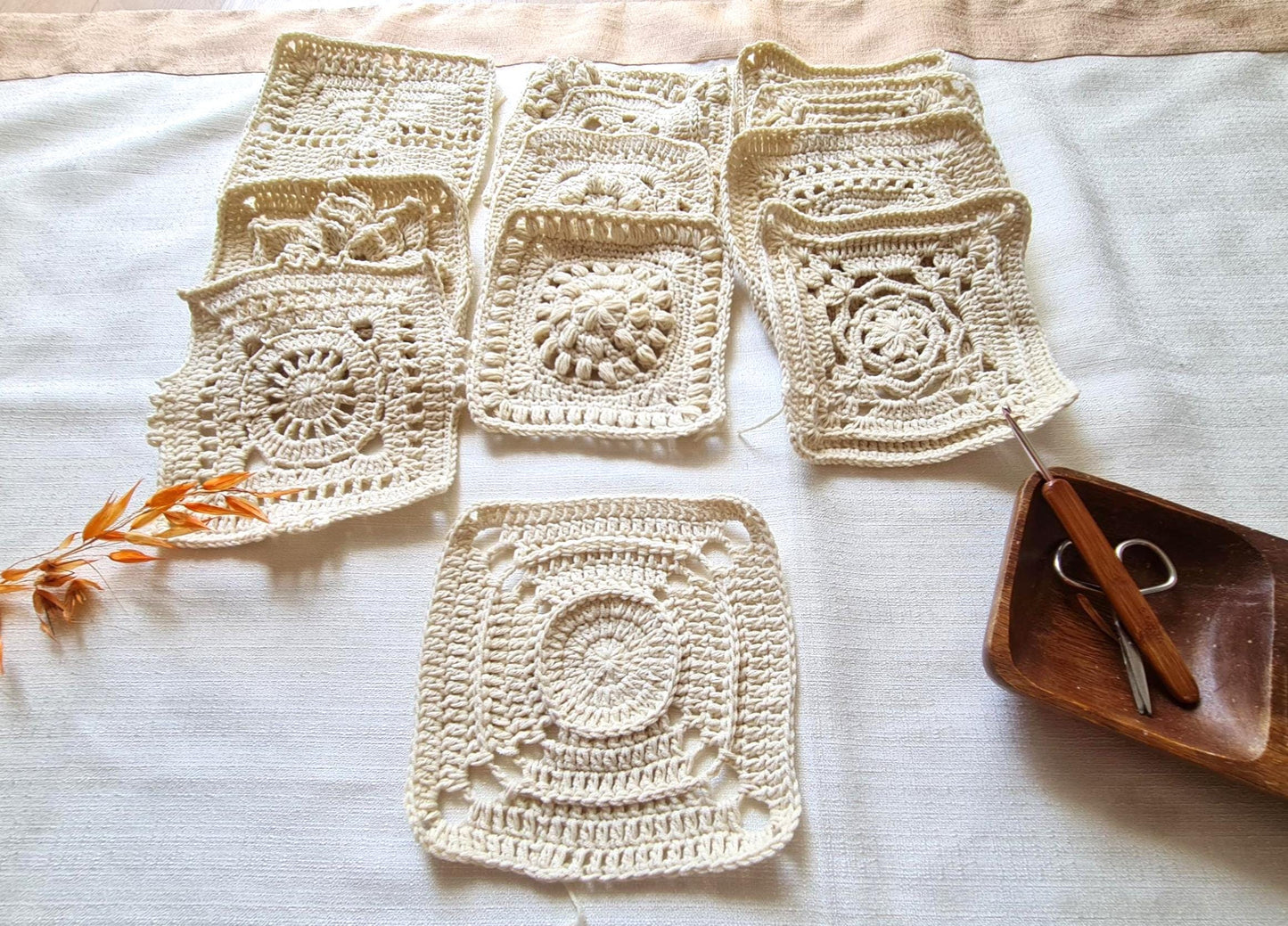 Crochet Square Motif Pattern: 11 Unique Granny Squares (PDF Download)