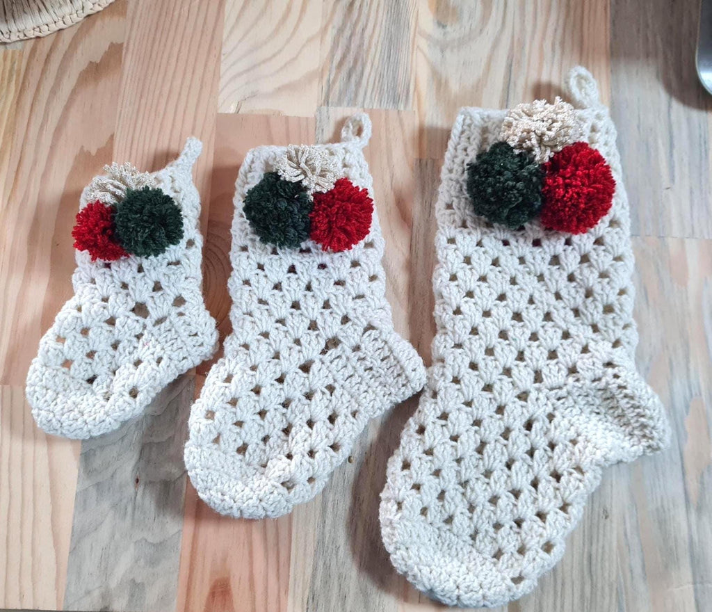Christmas Crochet Stocking Pattern,  Easy Holiday Decor (PDF Download), Festive Stocking, 3 size, Granny Motif
