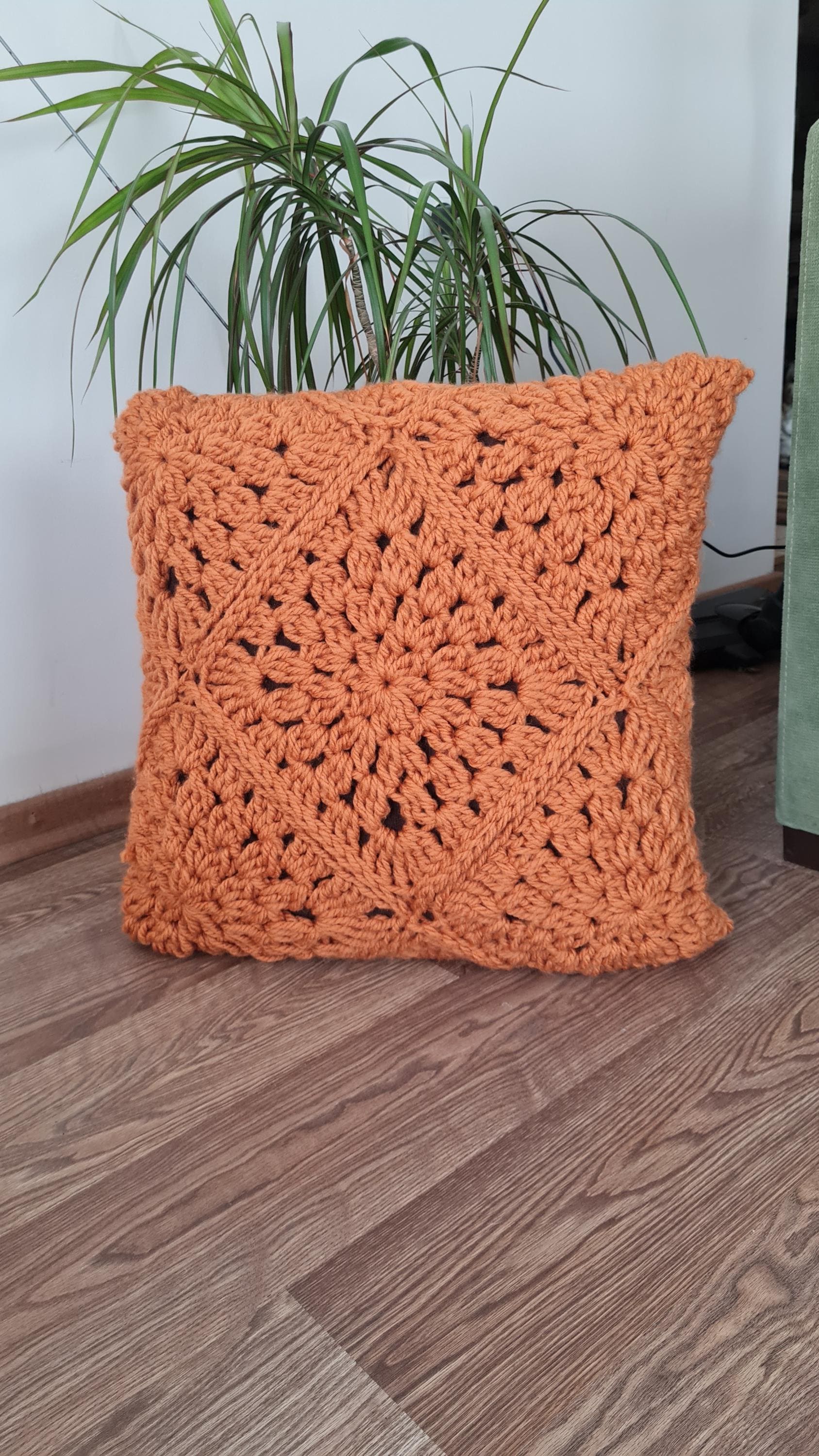 Chunky Crochet Pillow Pattern: Rose & Sunburst Motifs (PDF Pattern)
