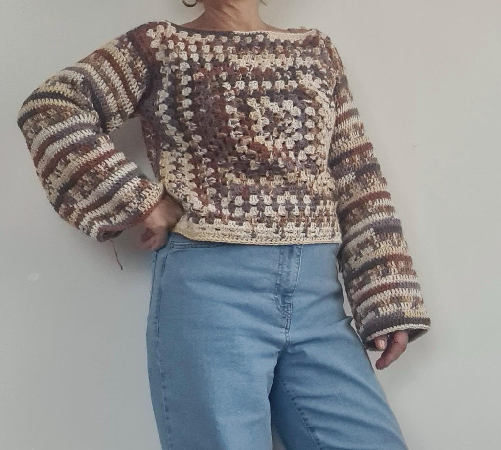Handmade Alpaca Wool Crochet Pullover: Lightweight Warm Sweater