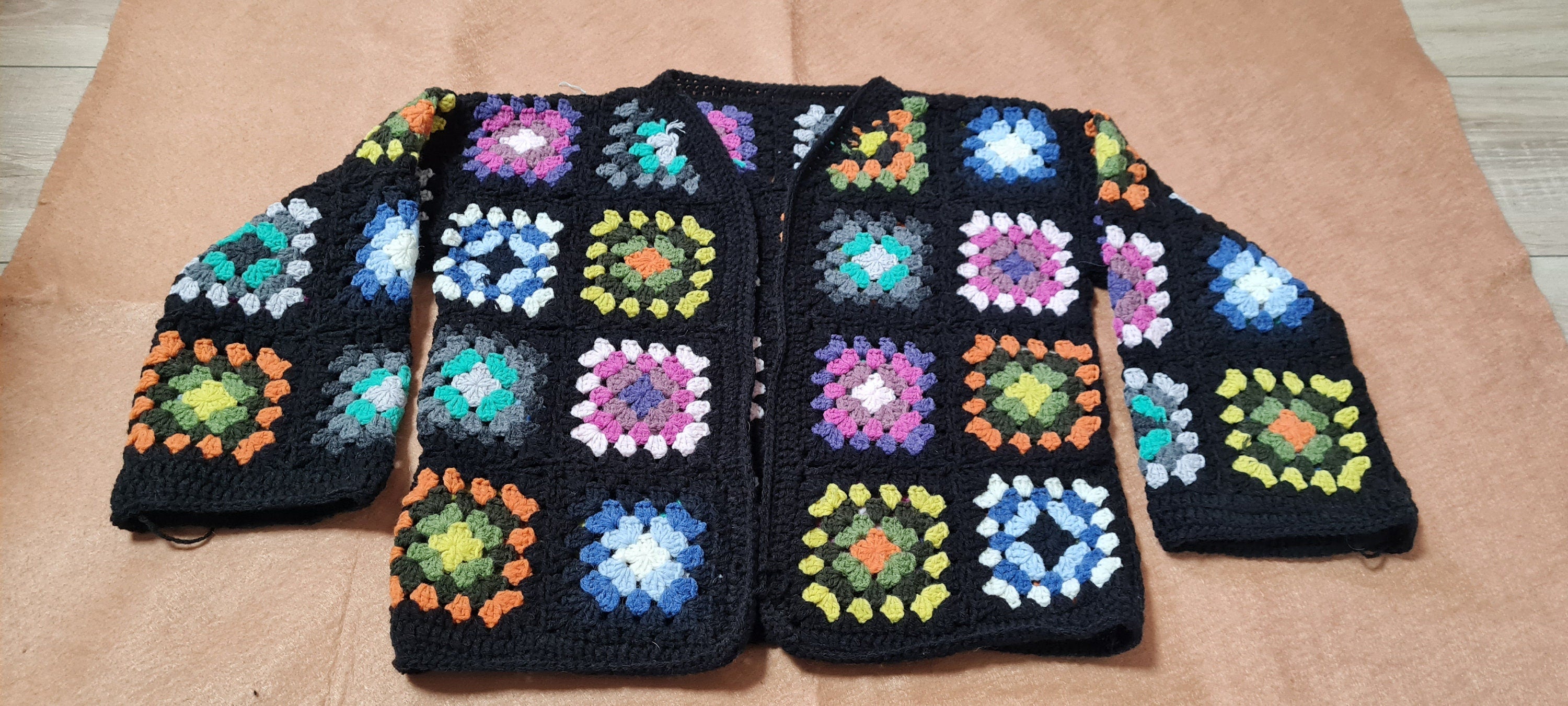 Crochet Granny Square Jacket Pattern: Boho Patchwork Cardigan (PDF)