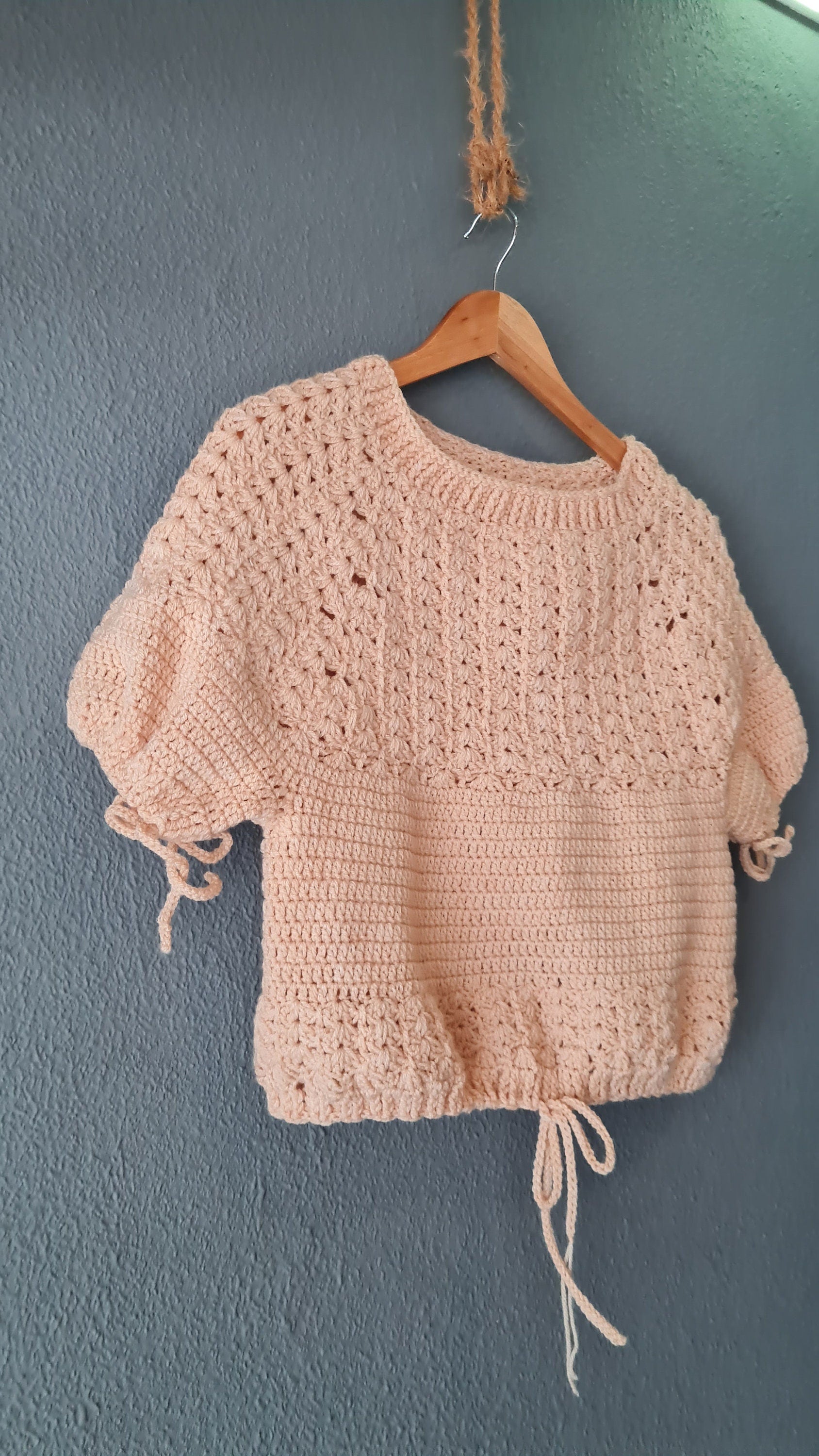 Crochet Top Pattern: Easy Ballon Sleeve Summer Sweater (PDF Pattern)
