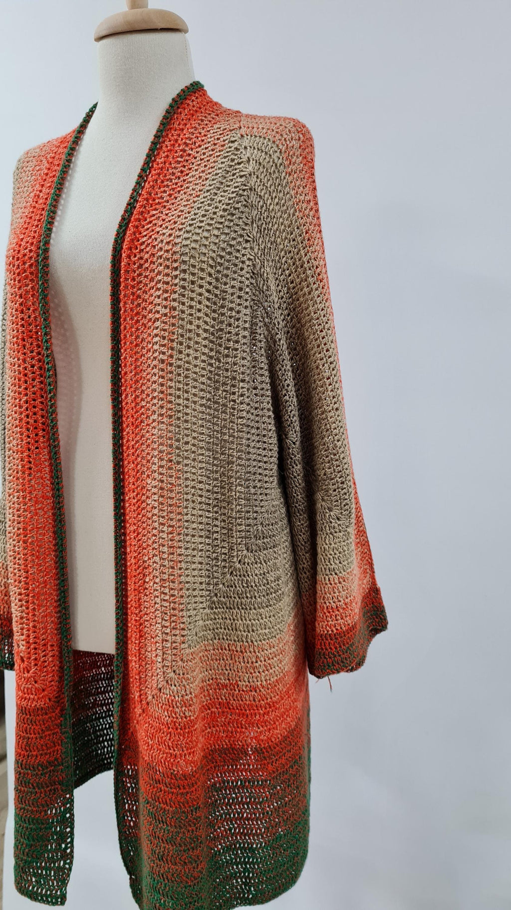 Organic Crochet Kimono Cardigan: Women's Open Front Vest