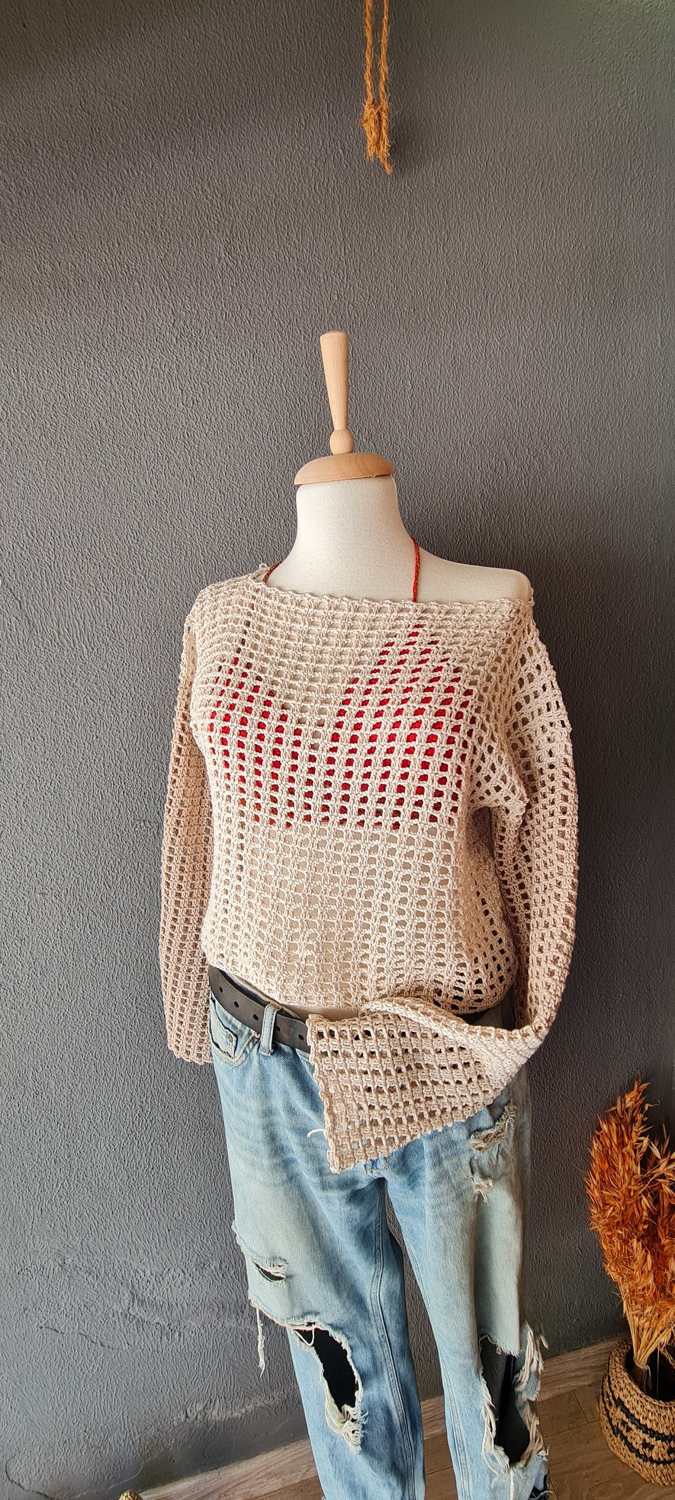Crochet Mesh Top Pattern, Beginner Summer Sweater (PDF Pattern)