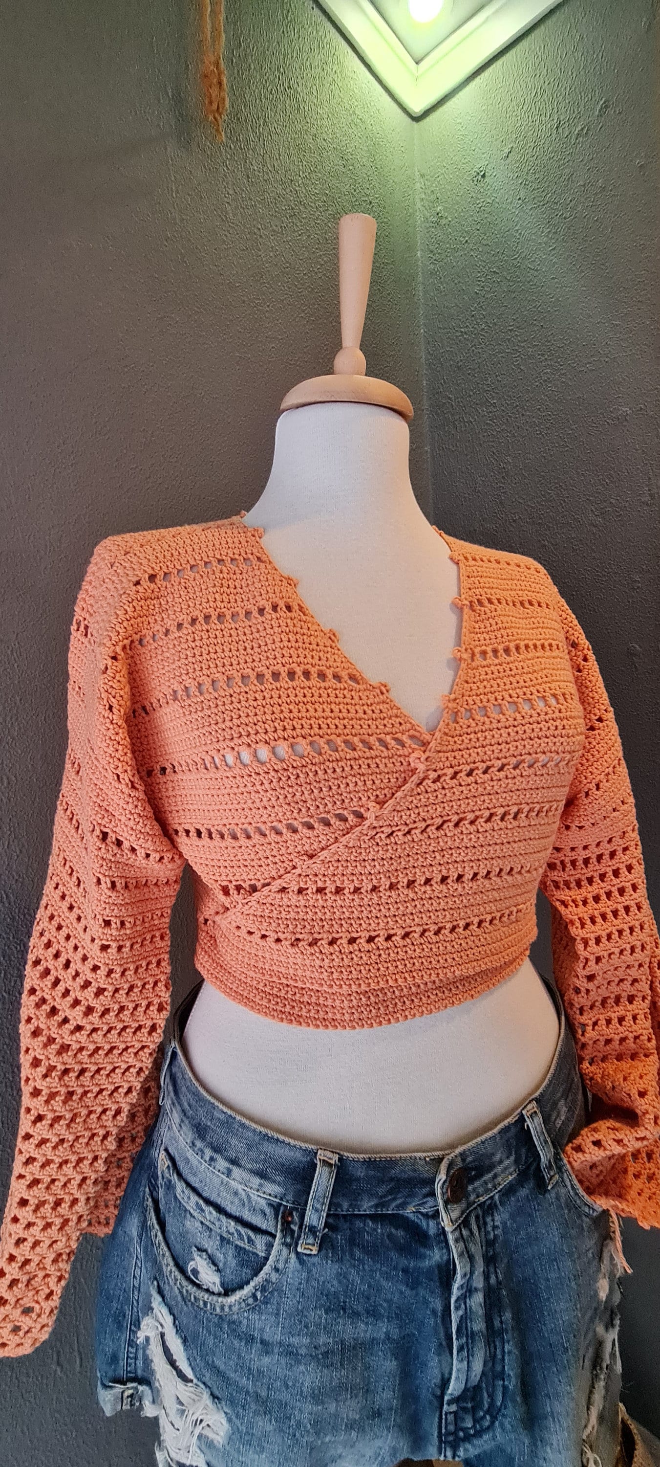Basic Crochet Wrap Top Pattern, Four Season Crop Top, Long Sleeve, Bell Sleeve Crochet Top, Easy Crochet Pattern, Modern Written Crochet