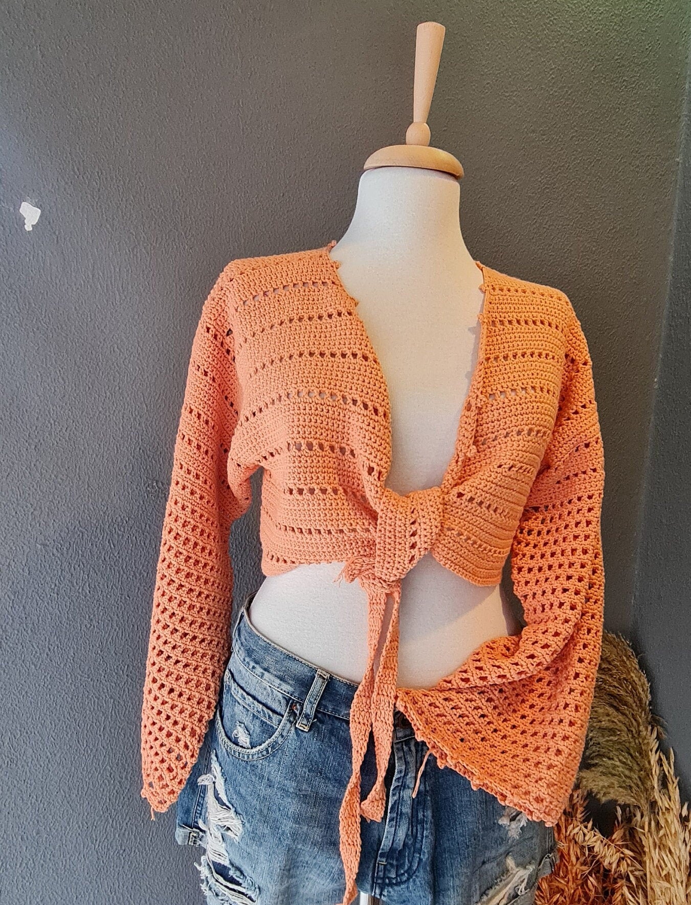 Basic Crochet Wrap Top Pattern, Four Season Crop Top, Long Sleeve, Bell Sleeve Crochet Top, Easy Crochet Pattern, Modern Written Crochet