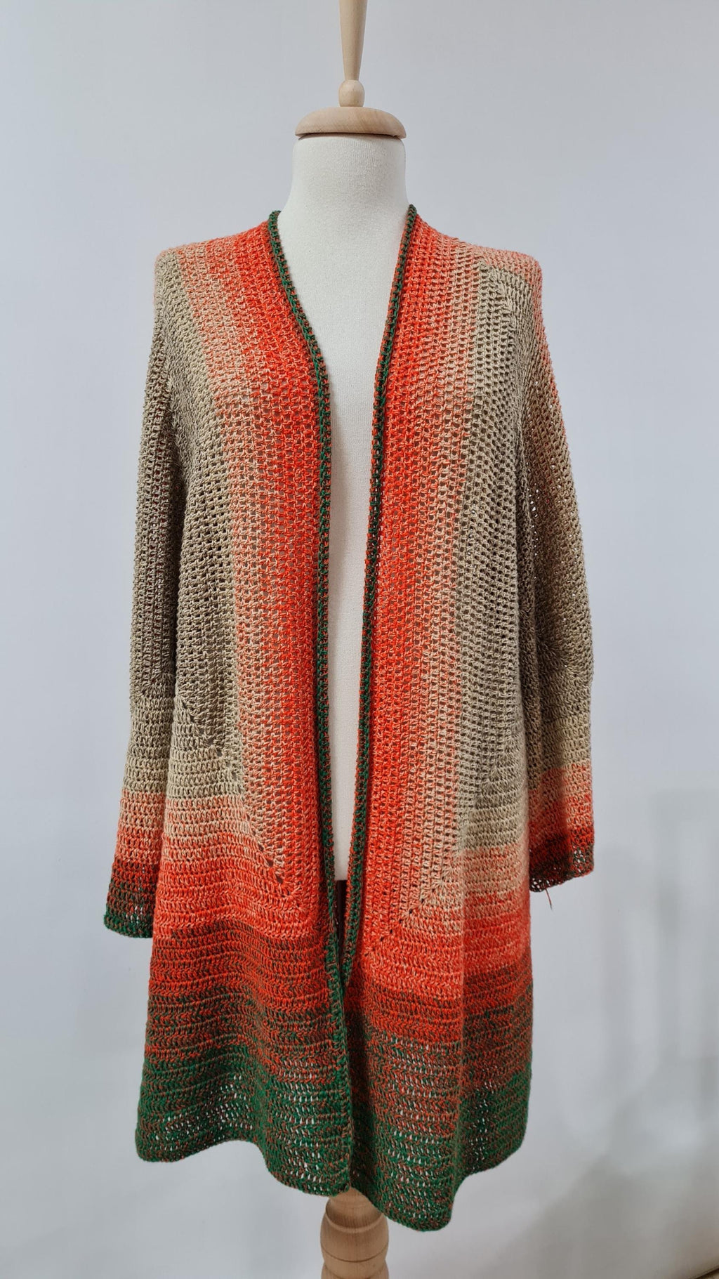 Organic Crochet Kimono Cardigan: Women's Open Front Vest