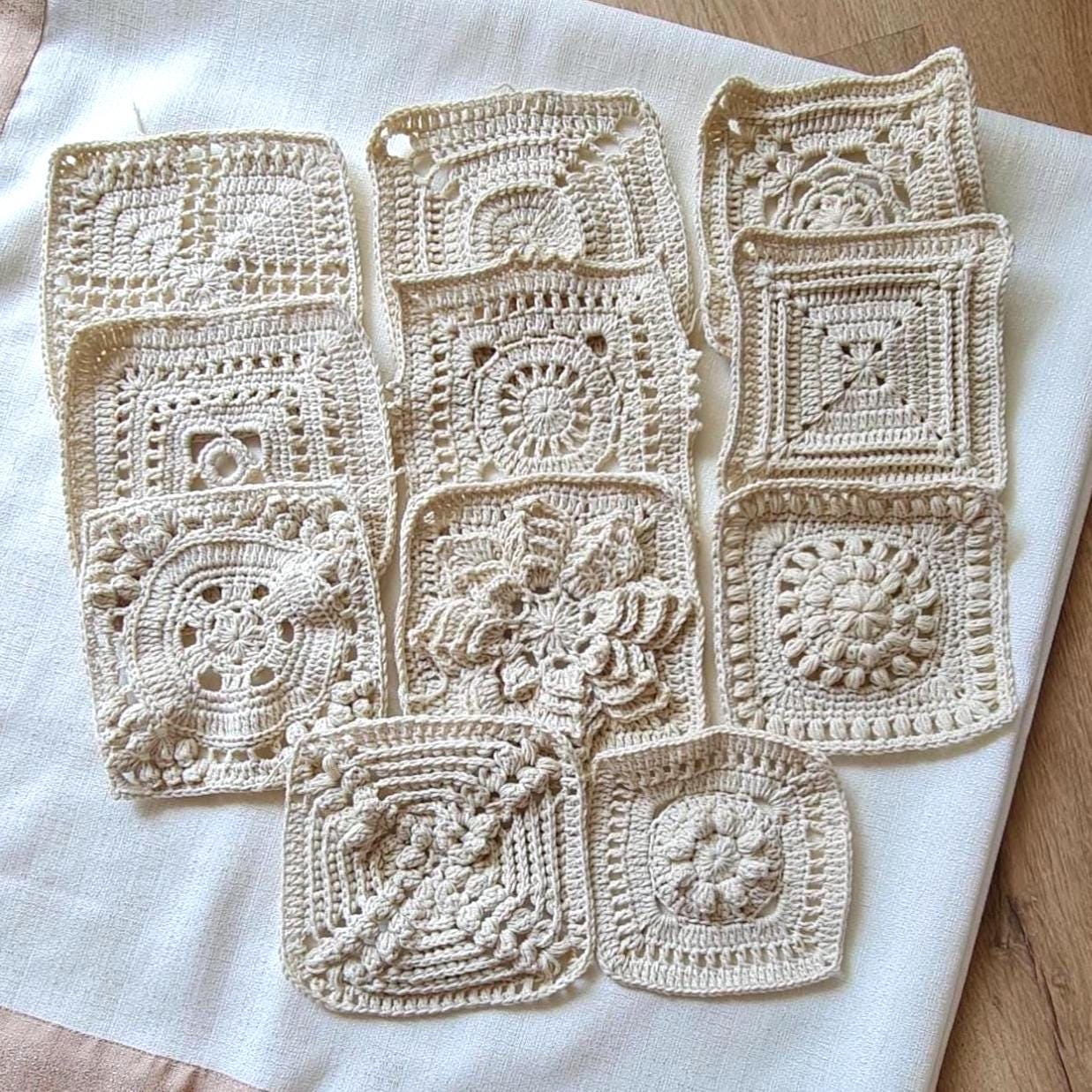 Crochet Square Motif Pattern: 11 Unique Granny Squares (PDF Download)