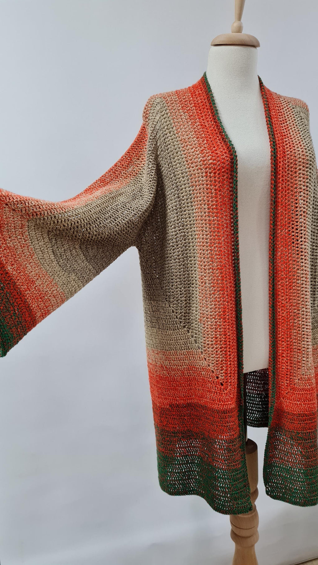 Organic Crochet Kimono Cardigan: Women's Open Front Vest