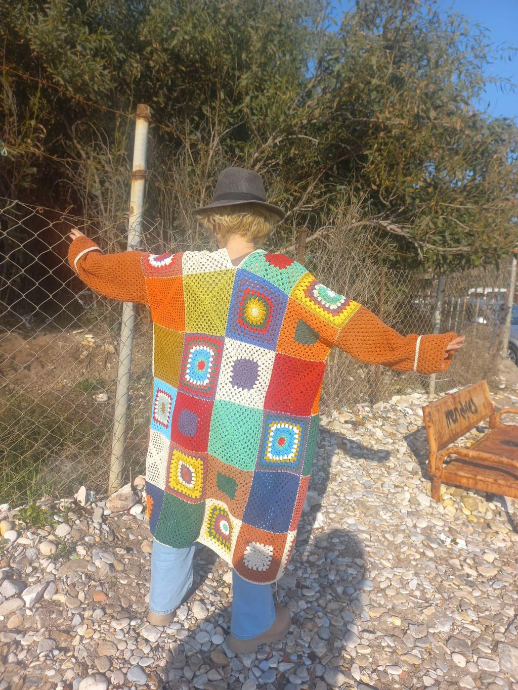 Crochet Granny Square Cardigan: Colorful Boho Festival Coat