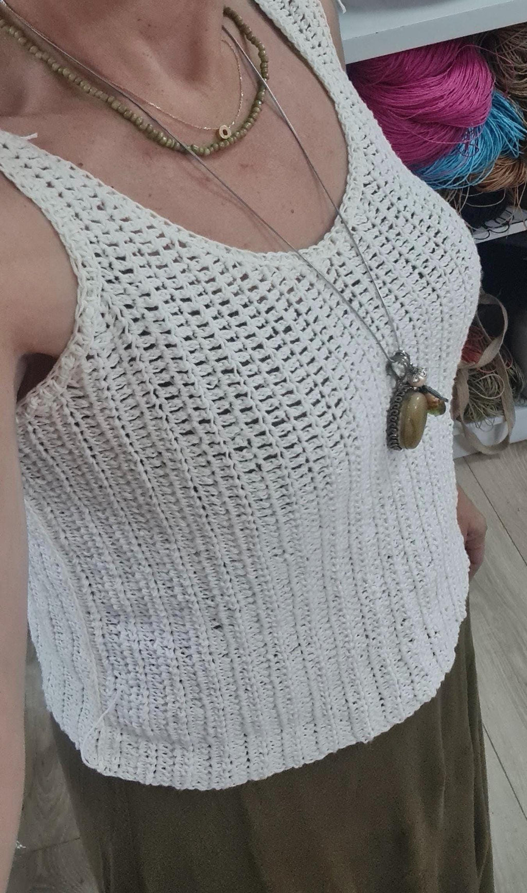 Linen Crochet Tank Top Pattern: Beginner V-Neck Crop Top (S-XL)