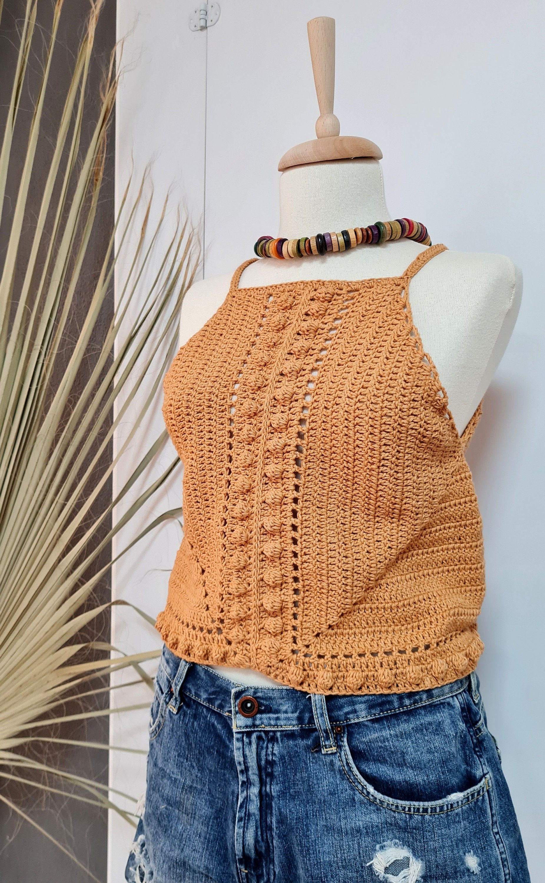 Crochet Halter Top Pattern, Boho Summer Crop Top (PDF Pattern)