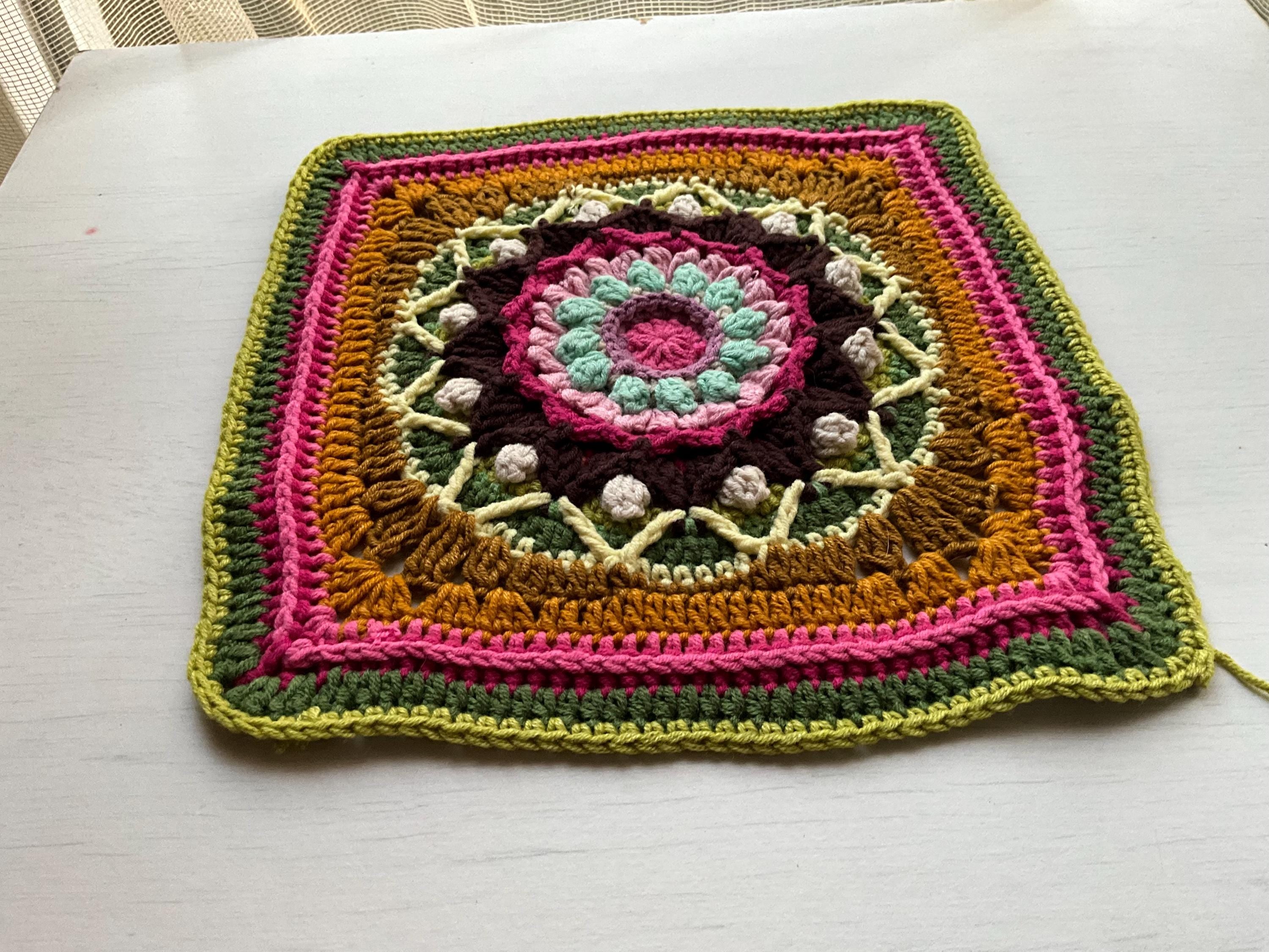 Mandala Bloom Granny Square Crochet Pattern: Boho Mosaic Motif (PDF Pattern)