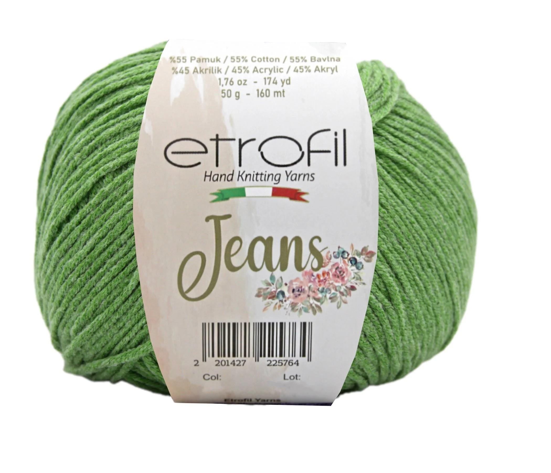 Etrofil Jeans Yarn: 55% Cotton Blend, 4 Ply Sport Weight (50g/160m)