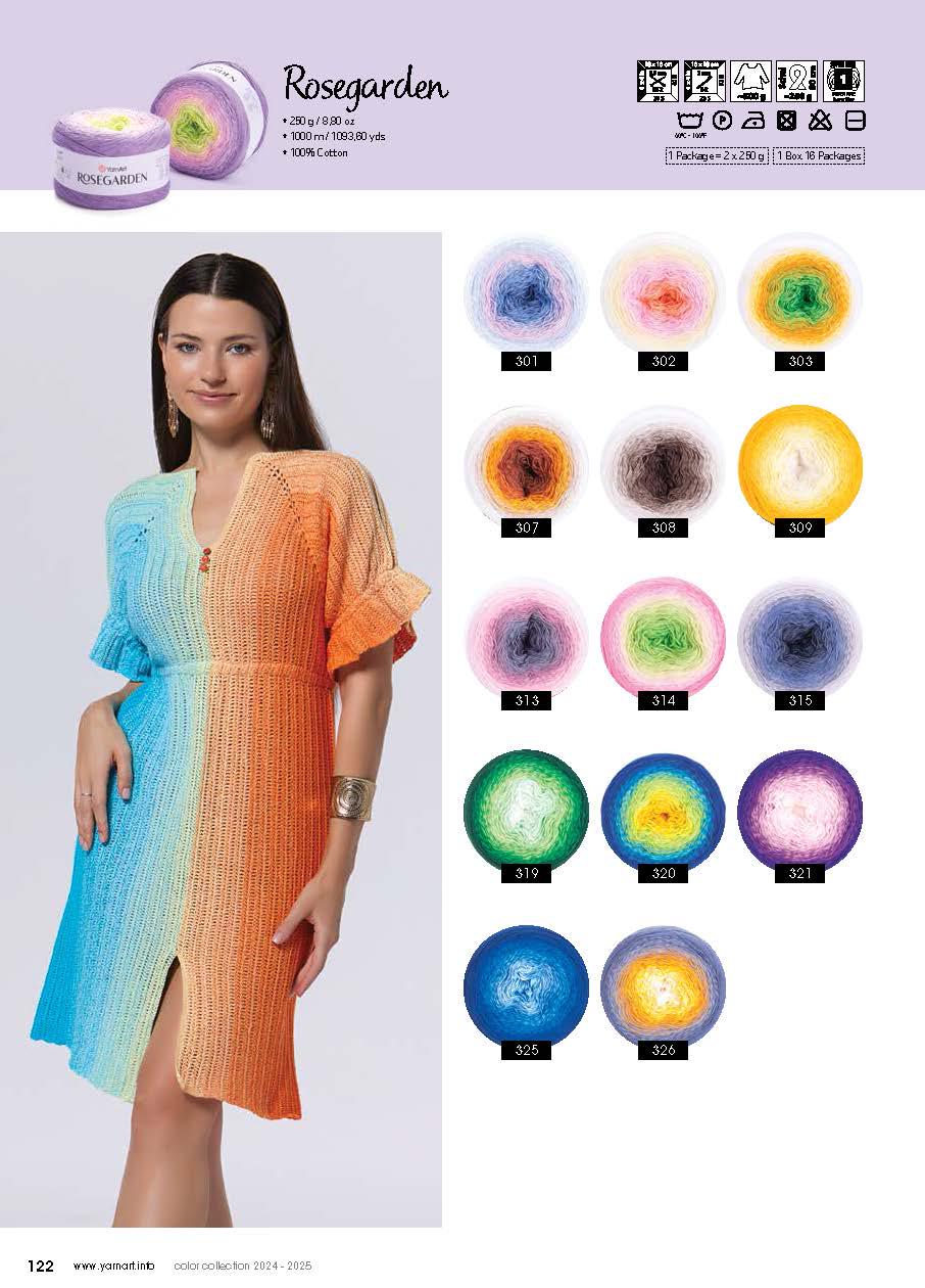 Cake Yarn: Multicolor 100% Cotton YarnArt Rosegarden - 1000m