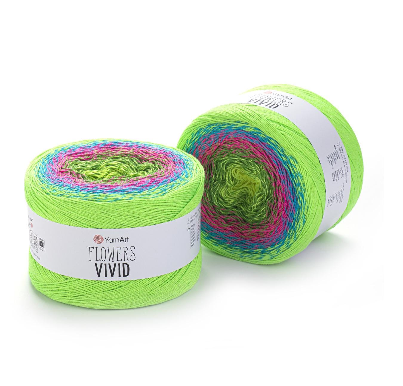 YarnArt Flowers Vivid Cake Yarn: 55% Cotton Blend, 1093 yds