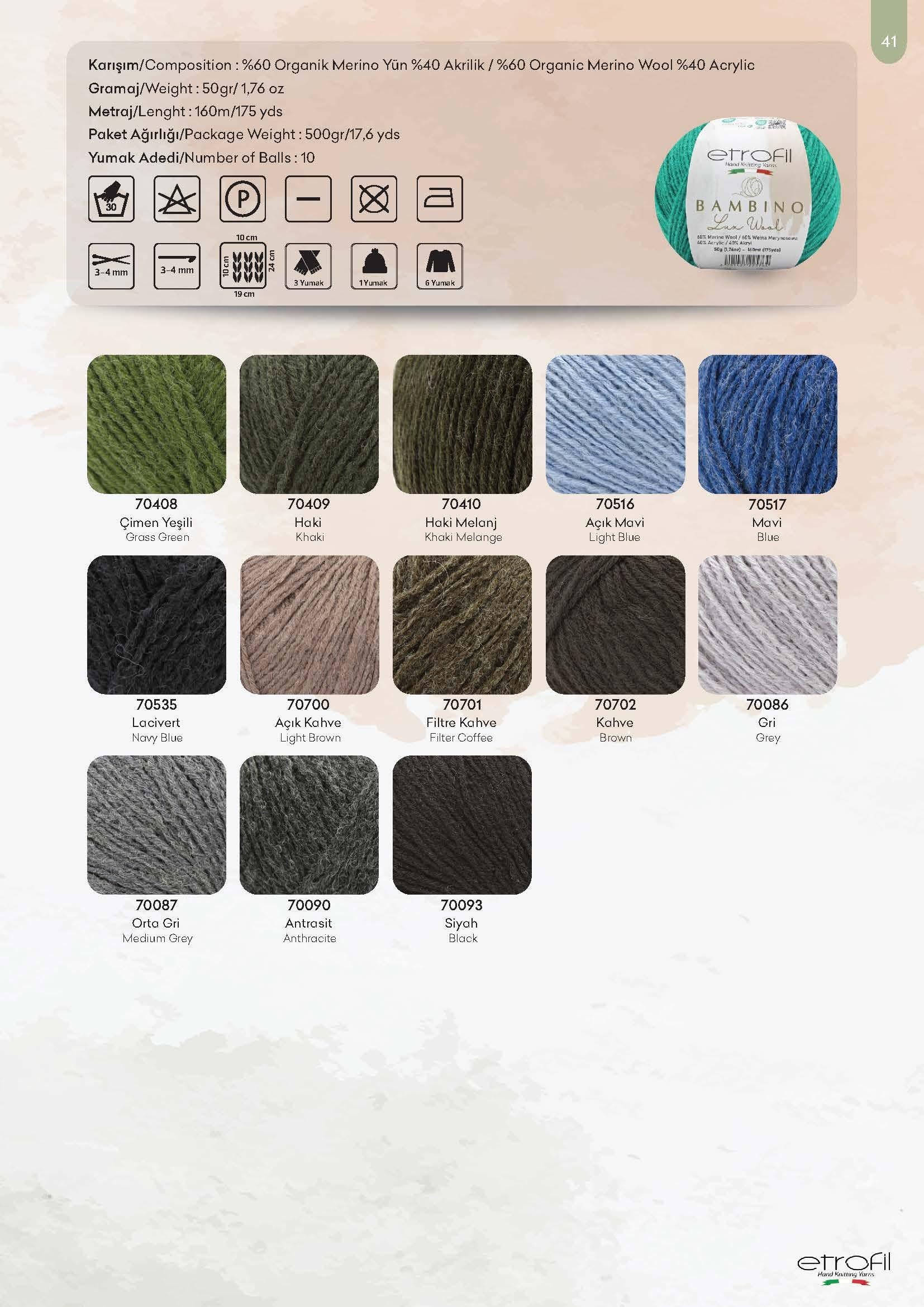 Bambino Lux Merino Wool Yarn: Soft Knit & Crochet Skein