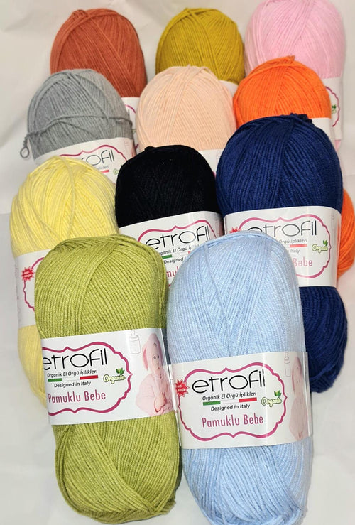 Baby Cotton Yarn Set: 5 Skein Amigurumi Yarn, 4 Ply Sport Weight