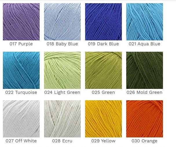 10 Skeins Etrofil Jeans Yarn Pack: Soft Cotton Acrylic Blend, 4 Ply Sport Weight