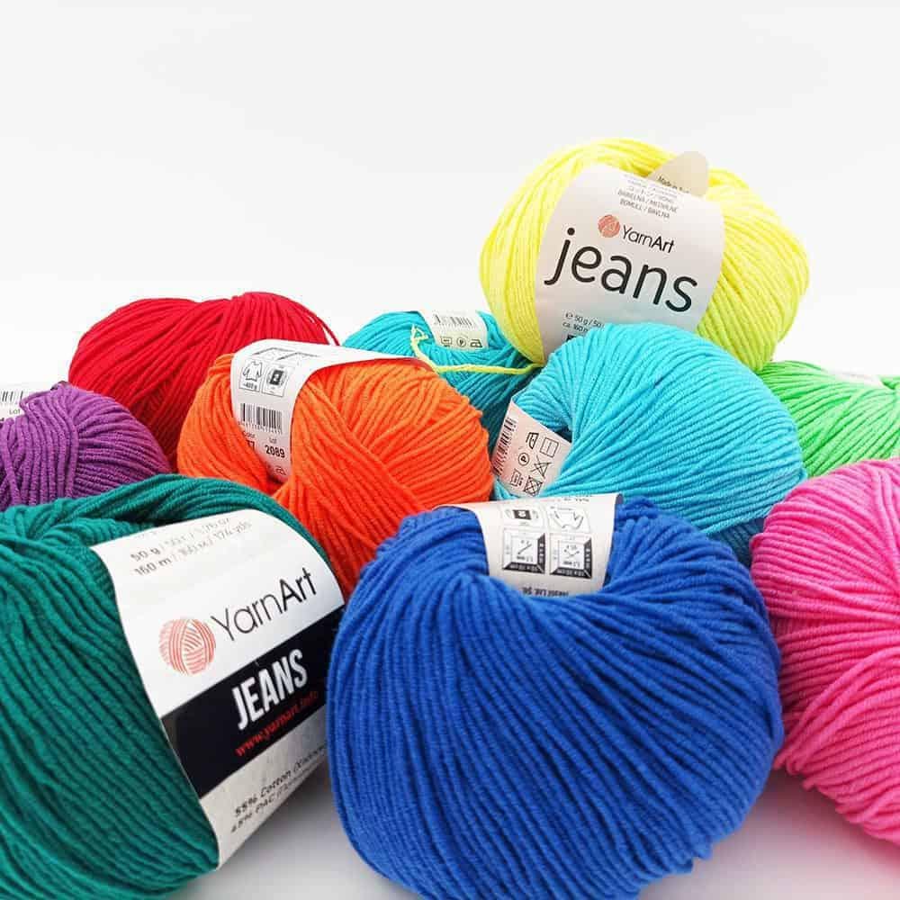 YarnArt Jeans Cotton Blend Yarn: 4 Ply Sport Weight for Crochet & Knitting